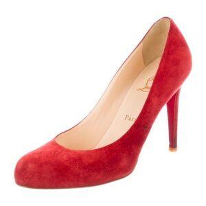 Official Christian Louboutin Red suede simple pumps